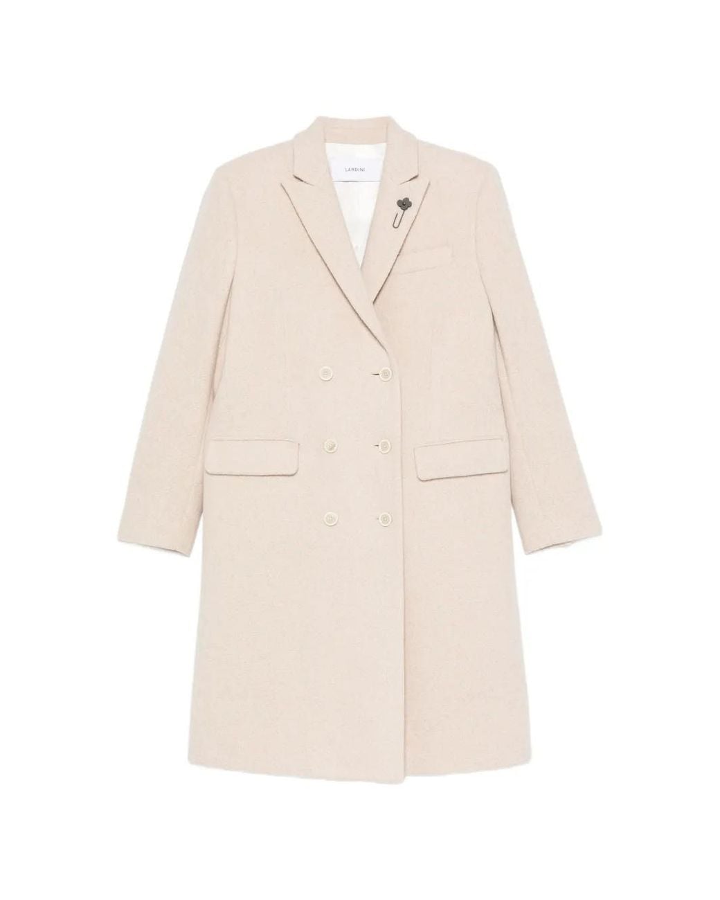 Lardini White Double-Breasted Notched-Lapel Wool Coat