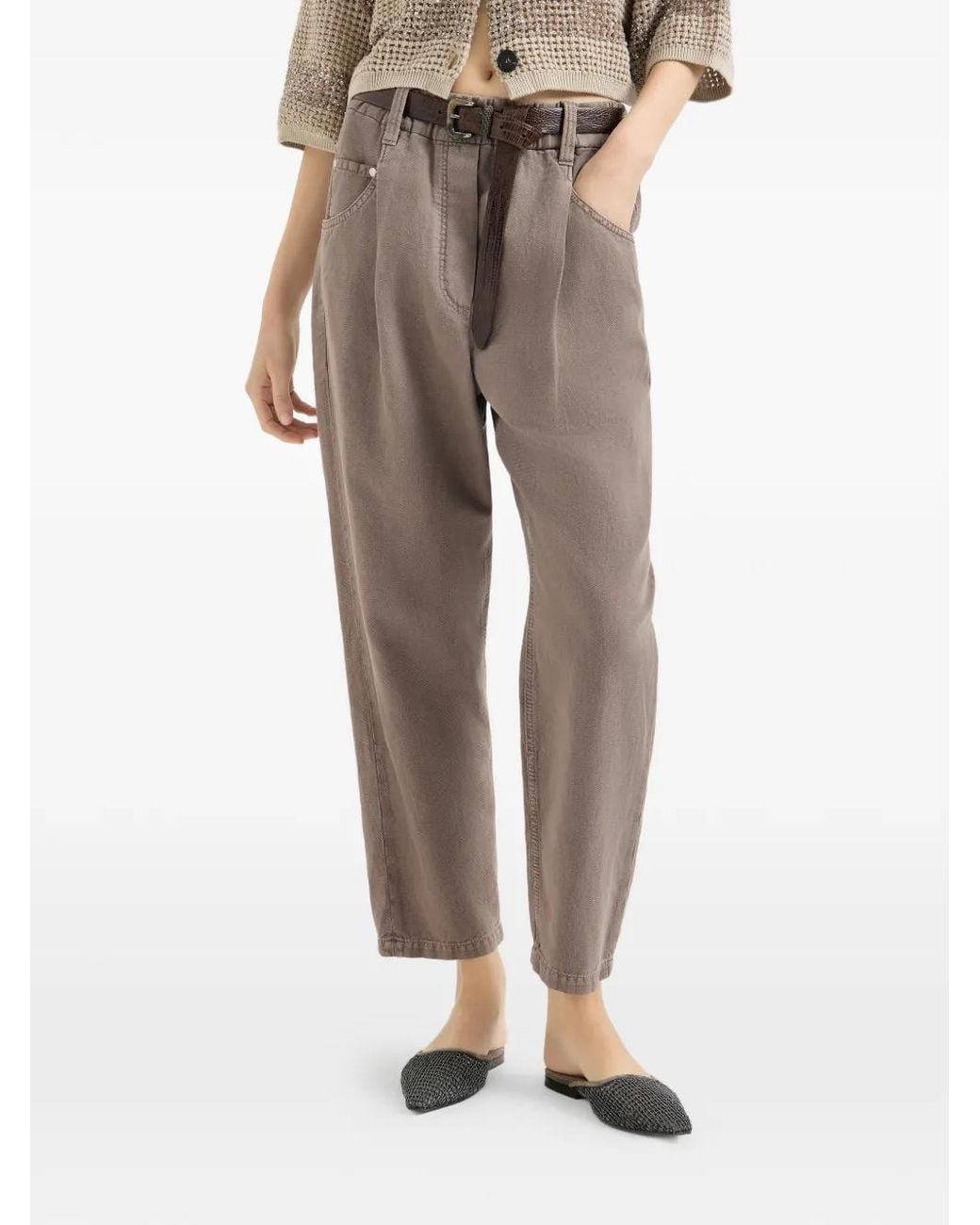 Brunello Cucinelli Gray Pantalone Tinto