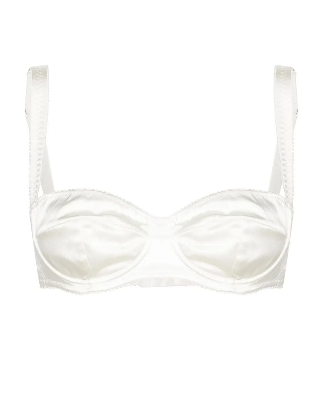 Dolce & Gabbana White Scallop-Edge Satin Balconette Bra
