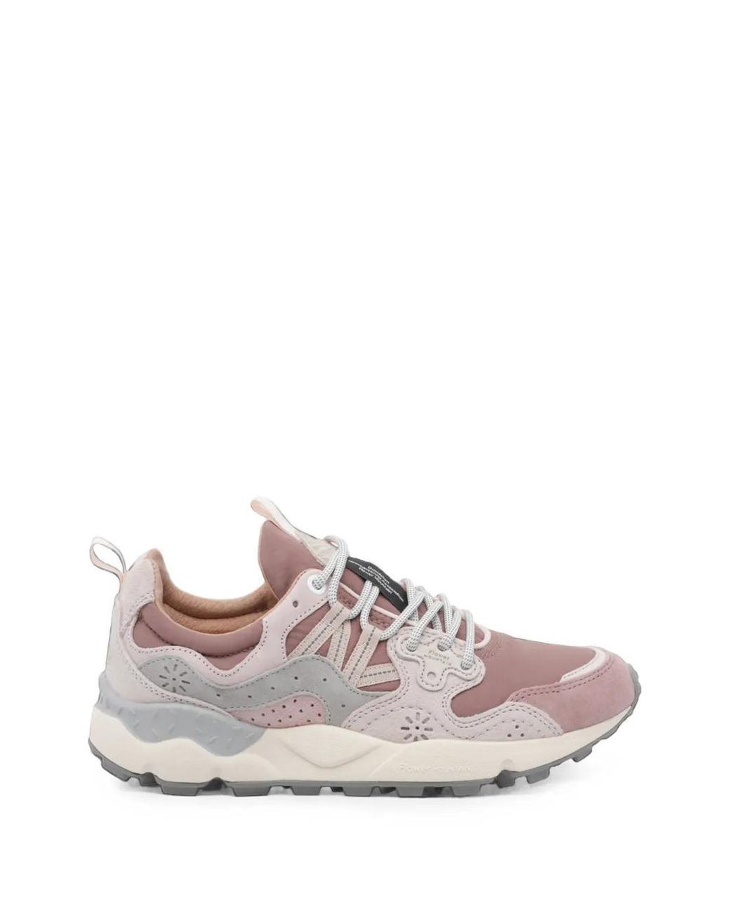 Flower Mountain Pink Yamano 3 Suede-Panelled Perforated Sneakers