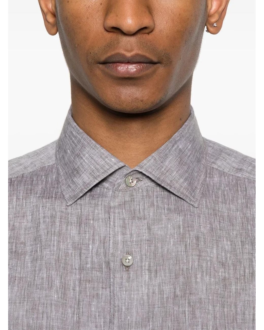 Zegna Gray Oasi Lino Shirt for men