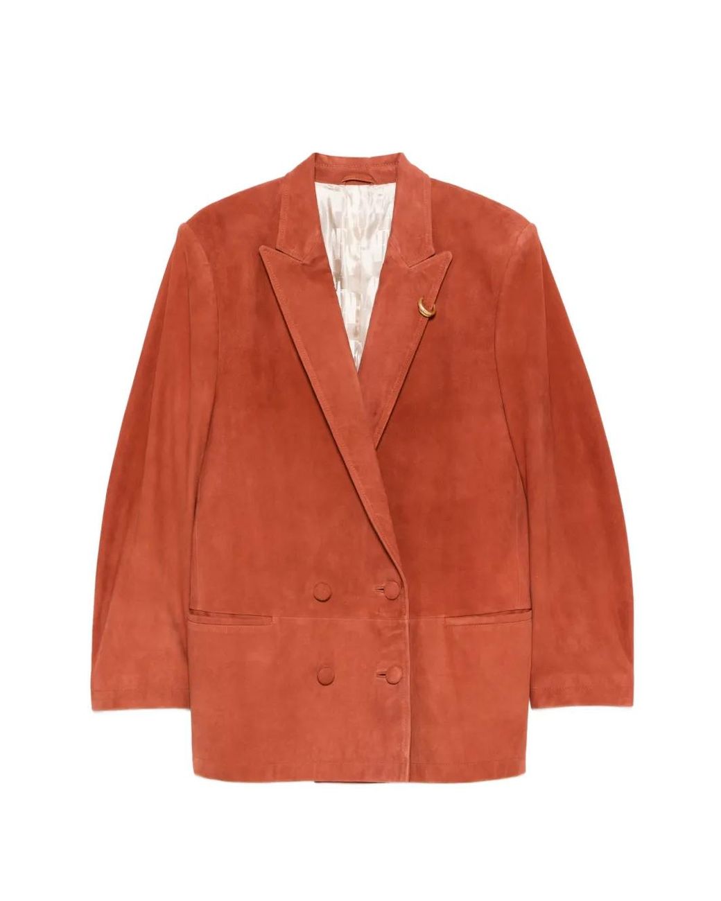 Alberta Ferretti Orange Ring-Detail Double-Breasted Blazer