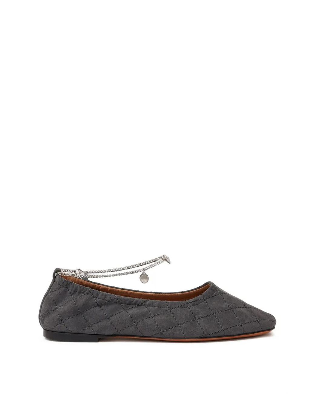 Stella McCartney White Quilted Ankle-Chain Ballerina Flats
