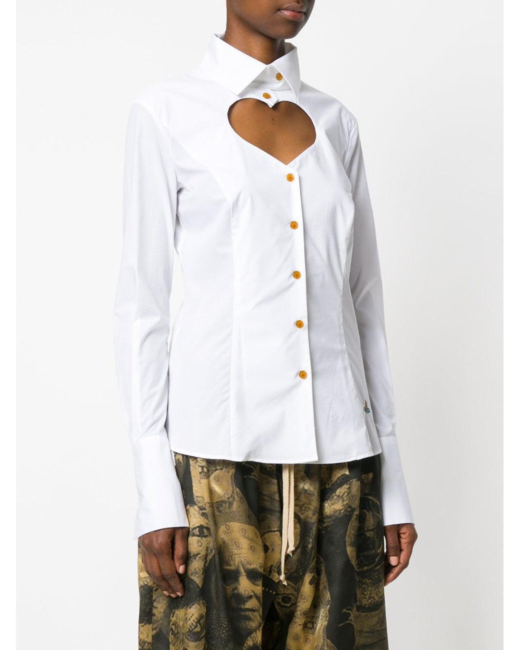 Vivienne Westwood Cutout Heart Shirt in White | Lyst
