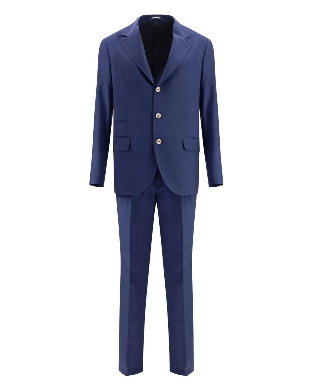 Brunello Cucinelli Blue Single-Breasted Suit for men