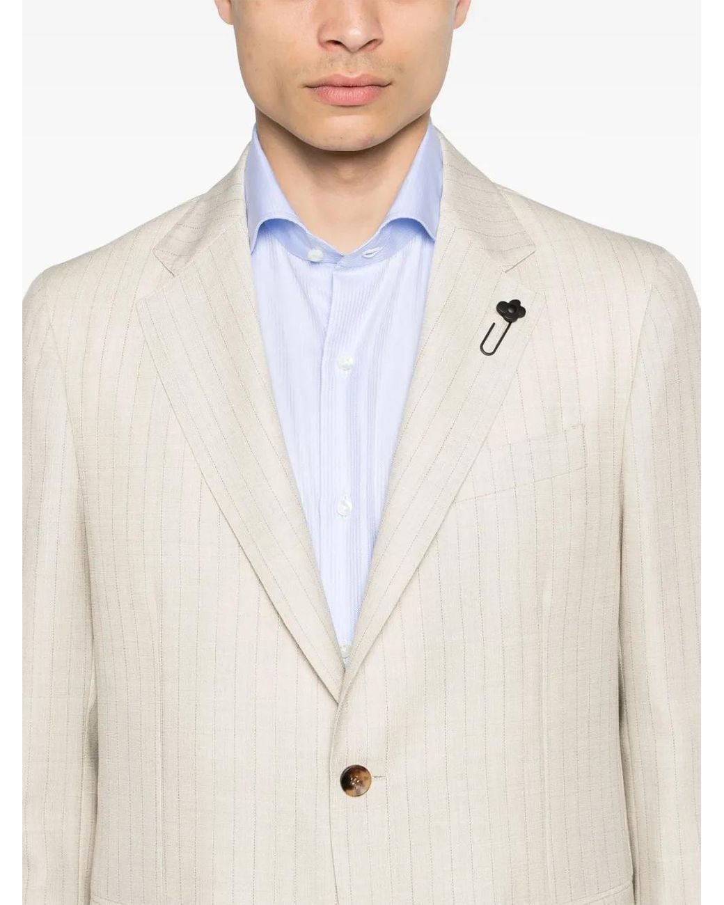 Lardini White Pinstriped Lightweight-Wool Suit for men