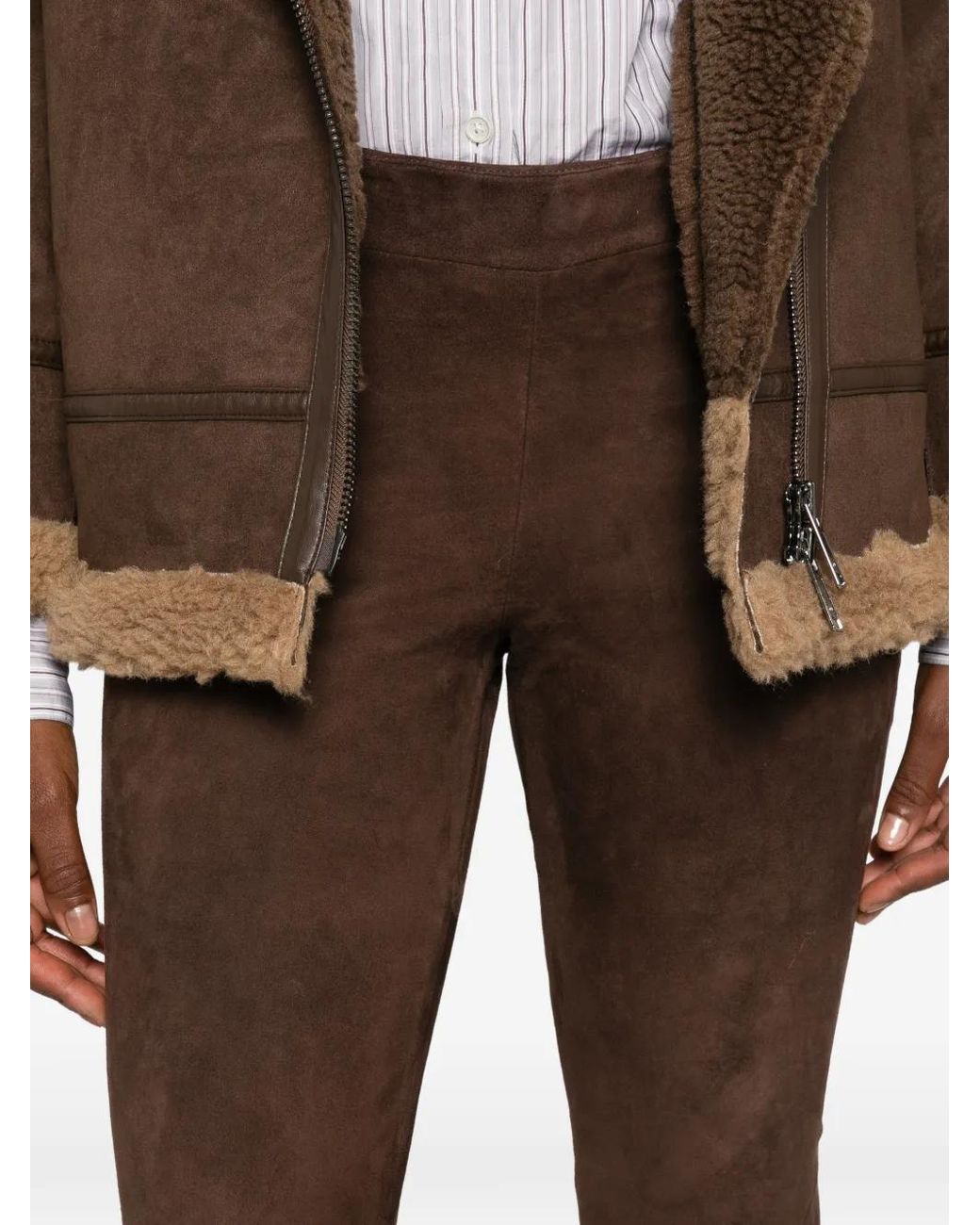 Arma Brown Suede Slim-Fit Trousers