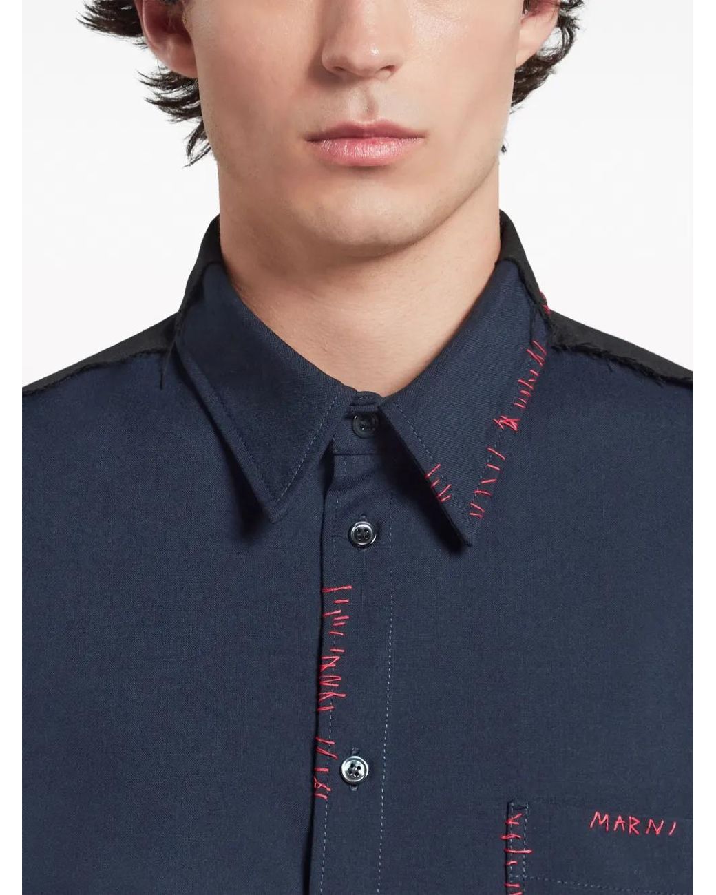 Marni Blue Shirt With Inserts for men
