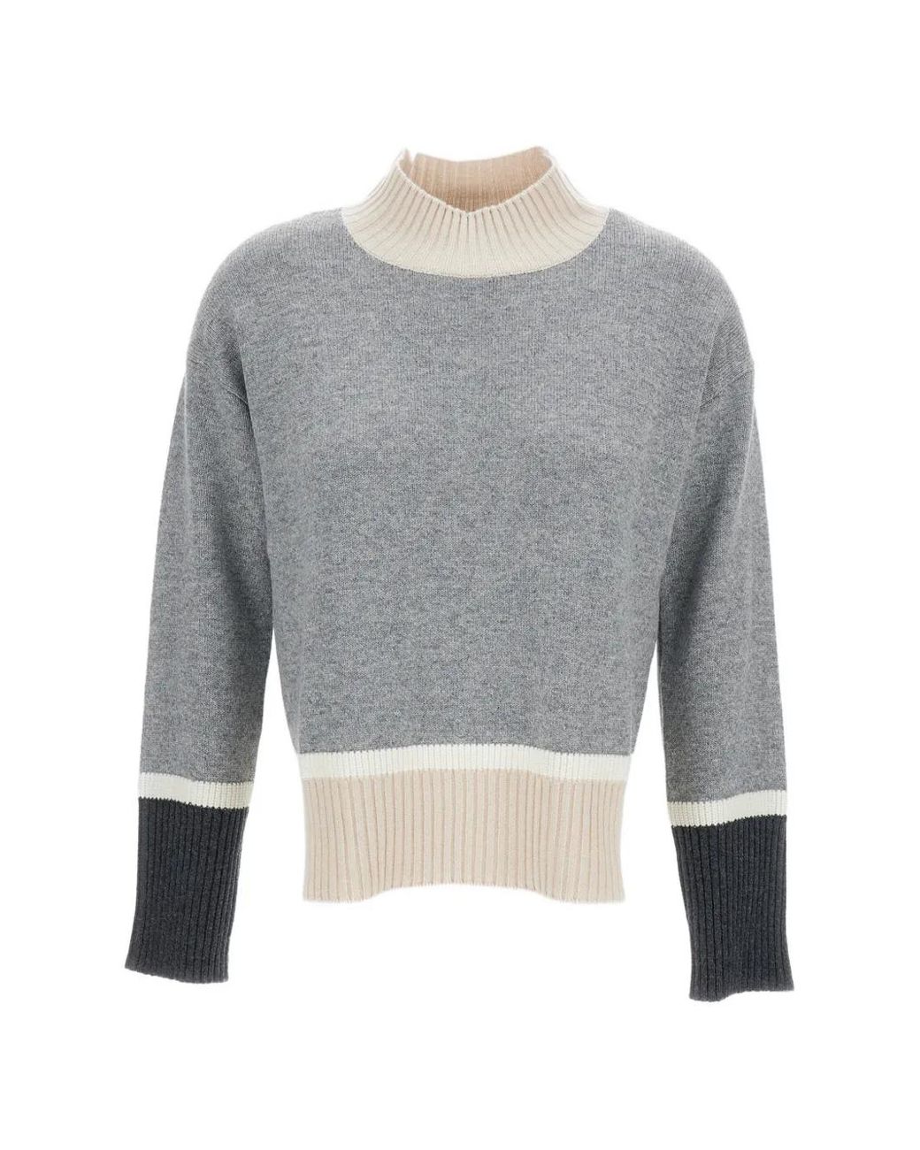 Lorena Antoniazzi Gray Colour-Block High-Neck Sweater