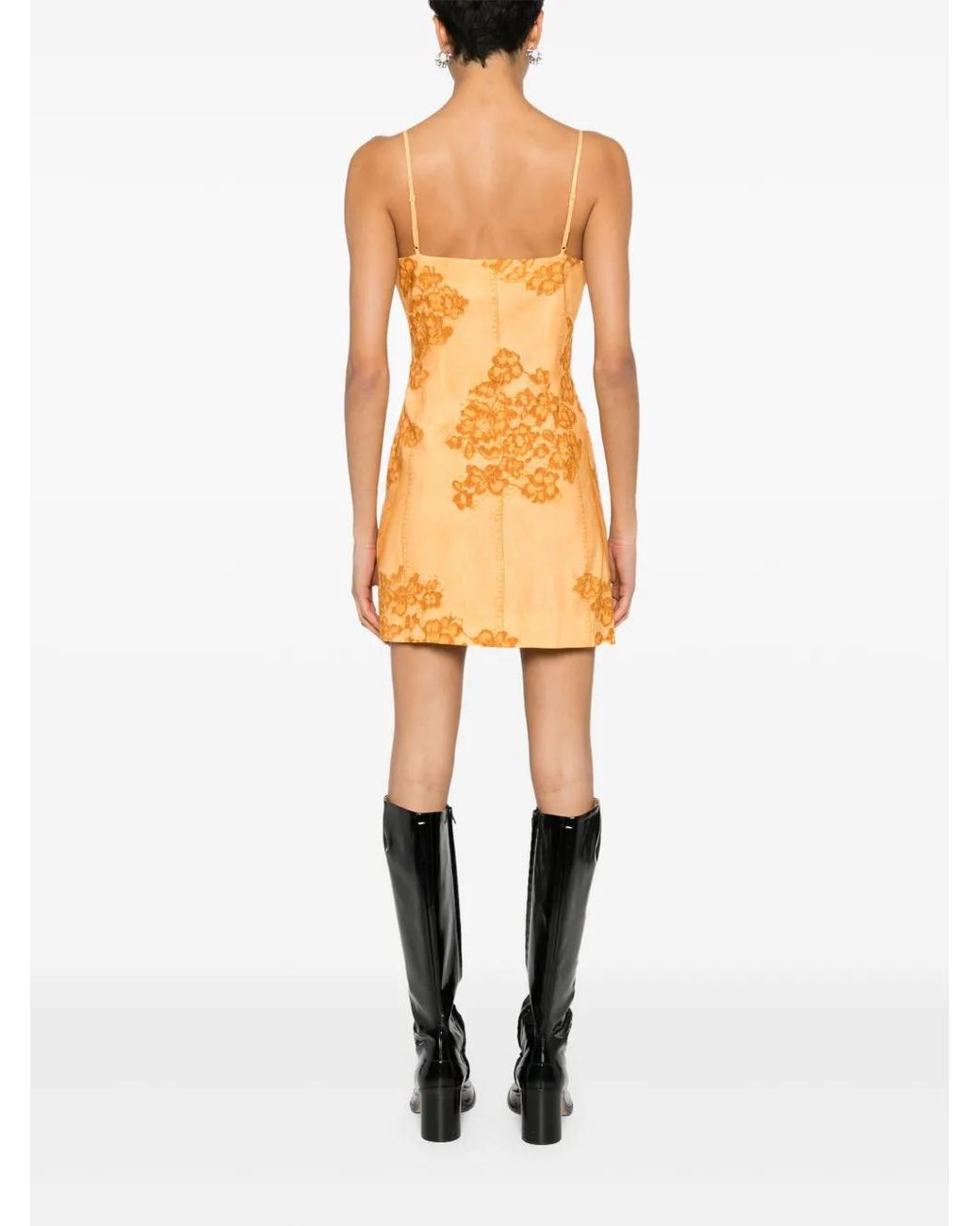 Acne Orange Robe Courte À Imprimé Trompe L'Œil