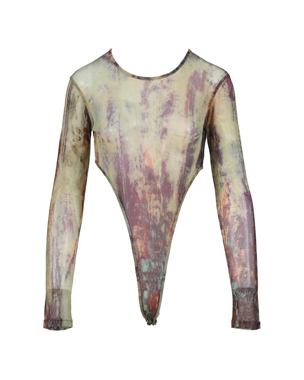 VIVAMUS White Earth Tie-Dye Mesh Bodysuit