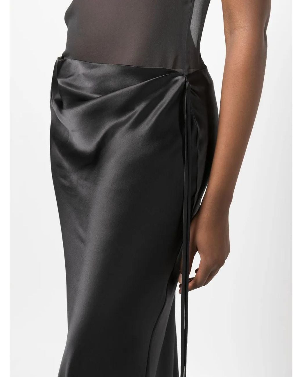 Christopher Esber Black Sheer-Panel Cowl-Neck Gown