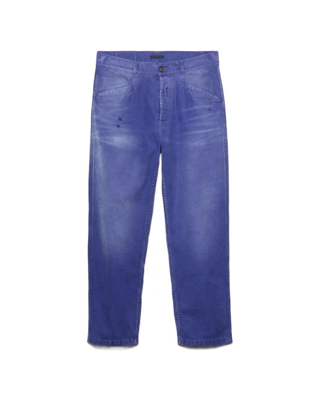 Prada Blue Cotton Twill Trousers for men