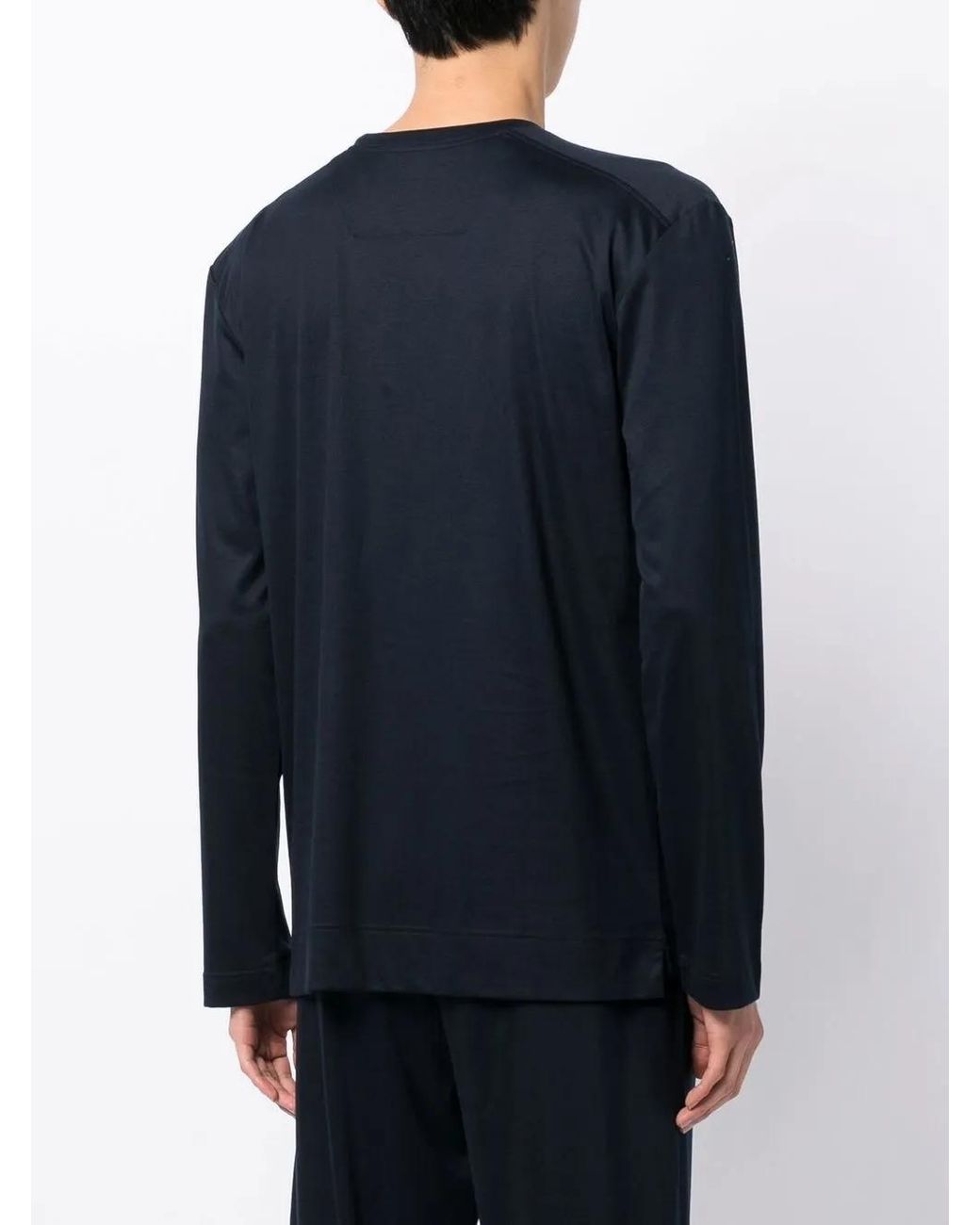 Zimmerli of Switzerland Blue Modern Lounge Long-Sleeve T-Shirt for men