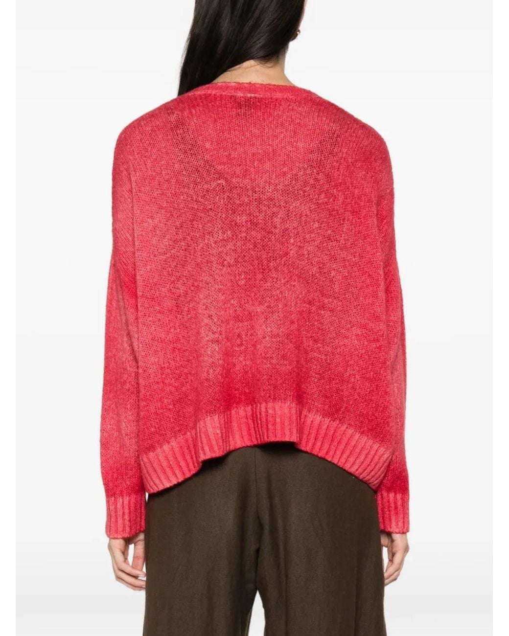 Avant Toi Red V-Neck Knitted Sweater