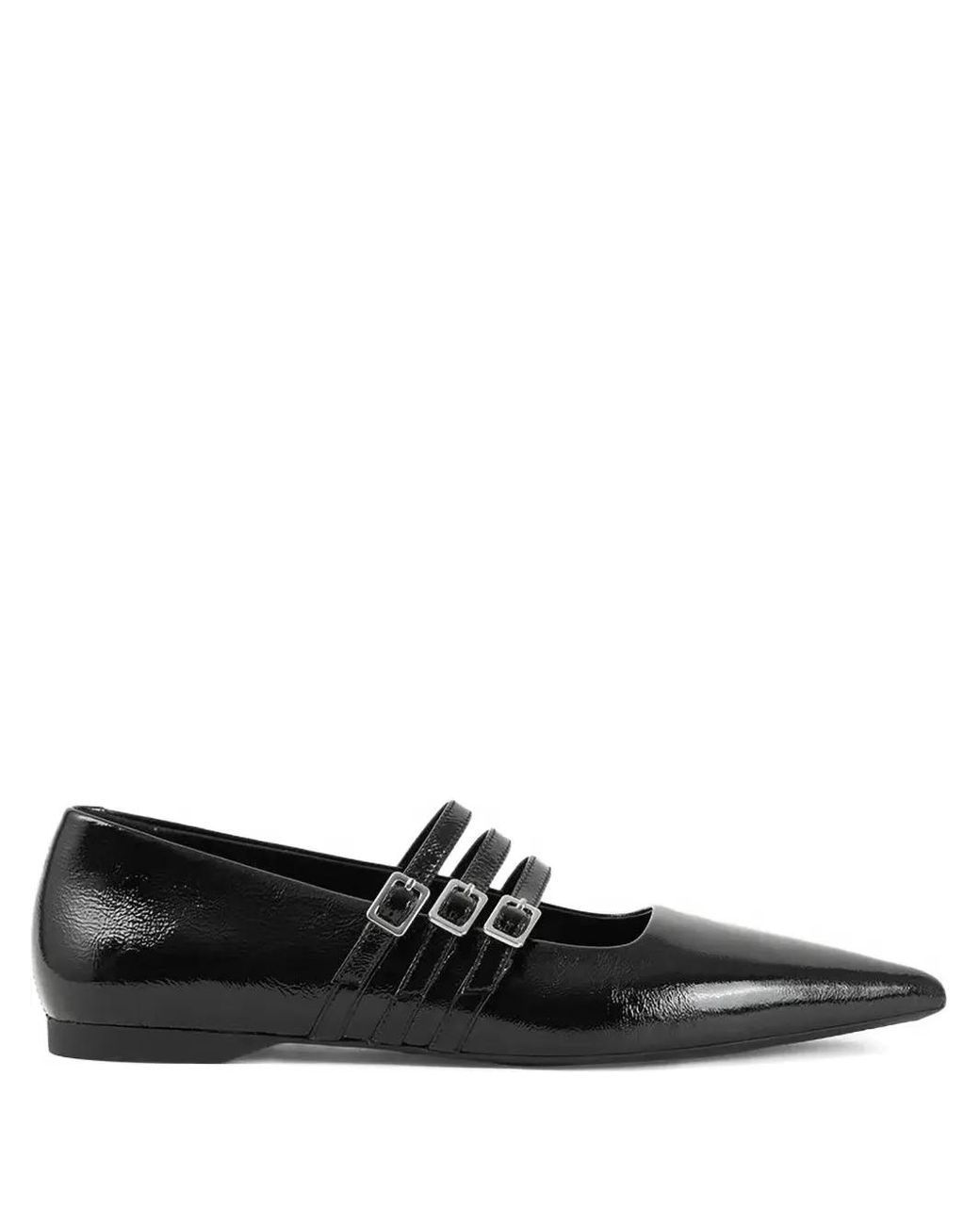 Vagabond Black Hermine Pointed-Toe Buckle Flats