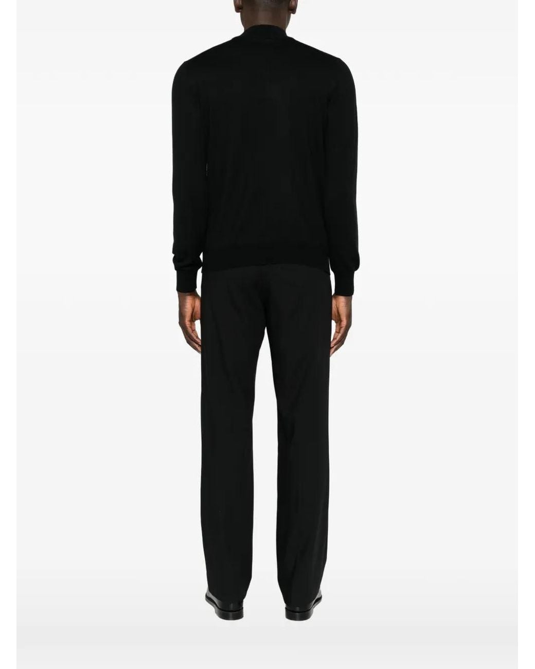 Tagliatore Black High-Neck Fine-Knit Sweater for men