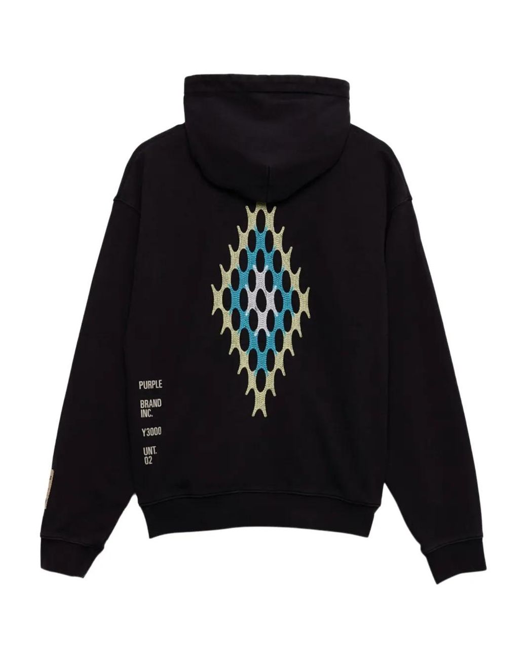 Purple Brand Black Artifact Diamond-Pattern Hoodie for men