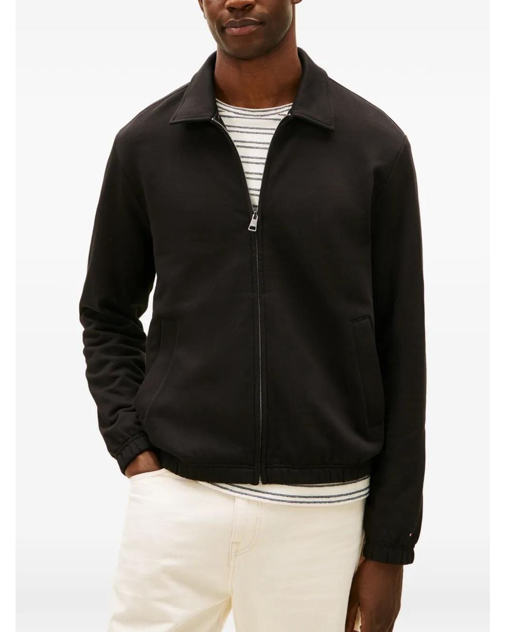 Tommy Hilfiger Black Collared Zipped Sweatshirt for men