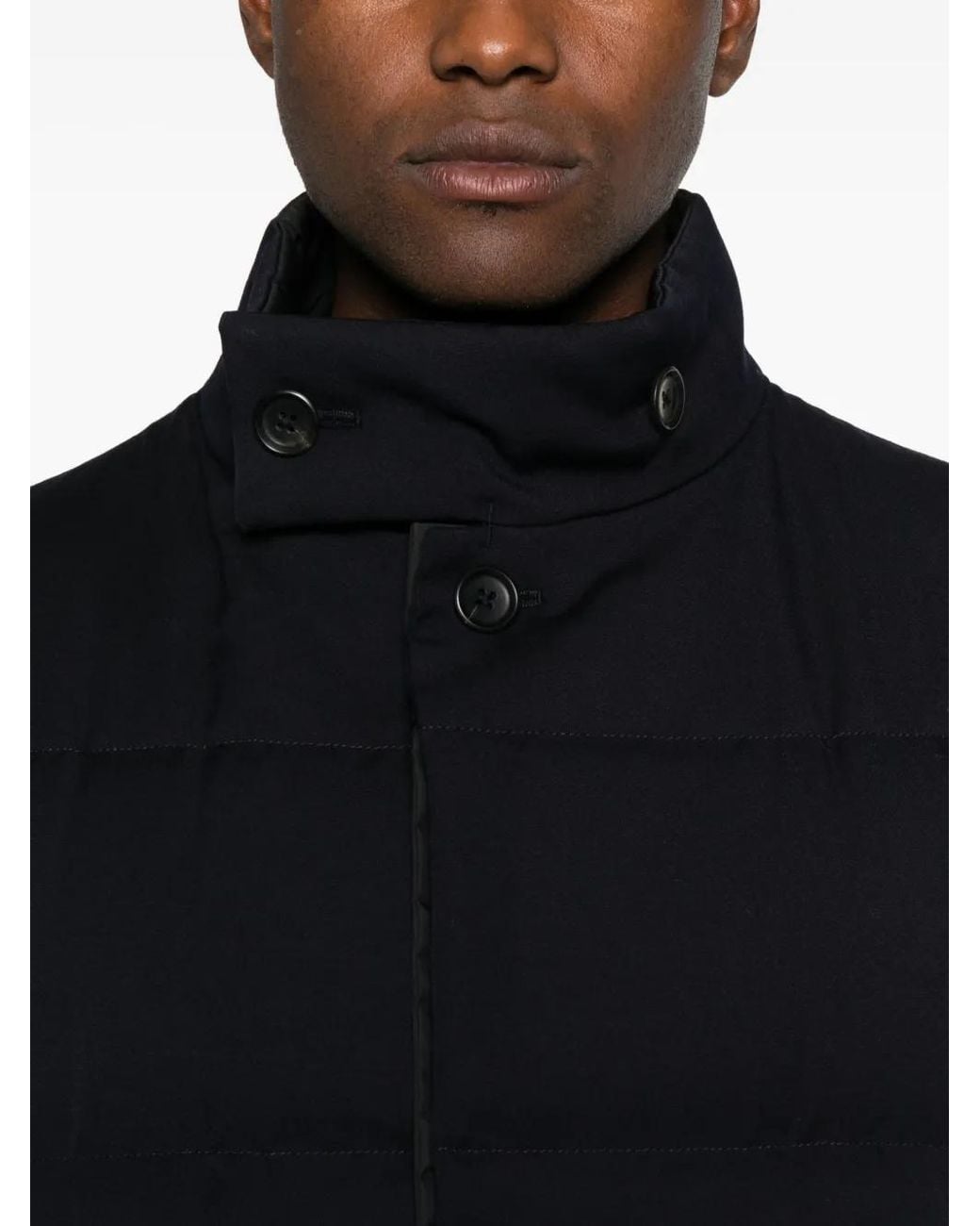 Yohji Yamamoto Blue High-Neck Padded Jacket for men