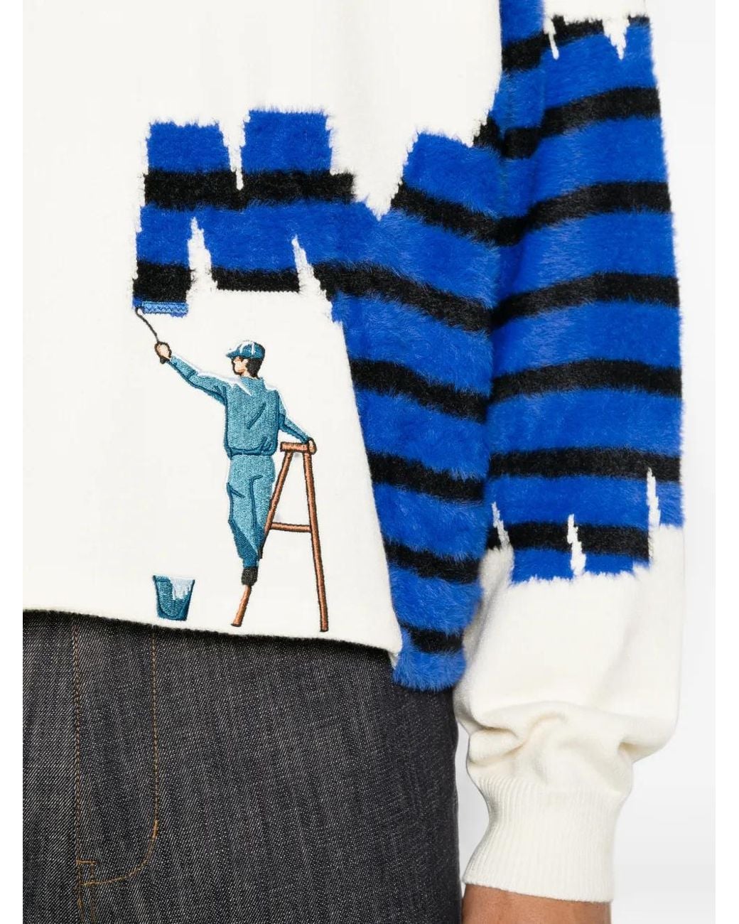 House of Errors Blue Graphic-Intarsia Polo Polo Shirt for men