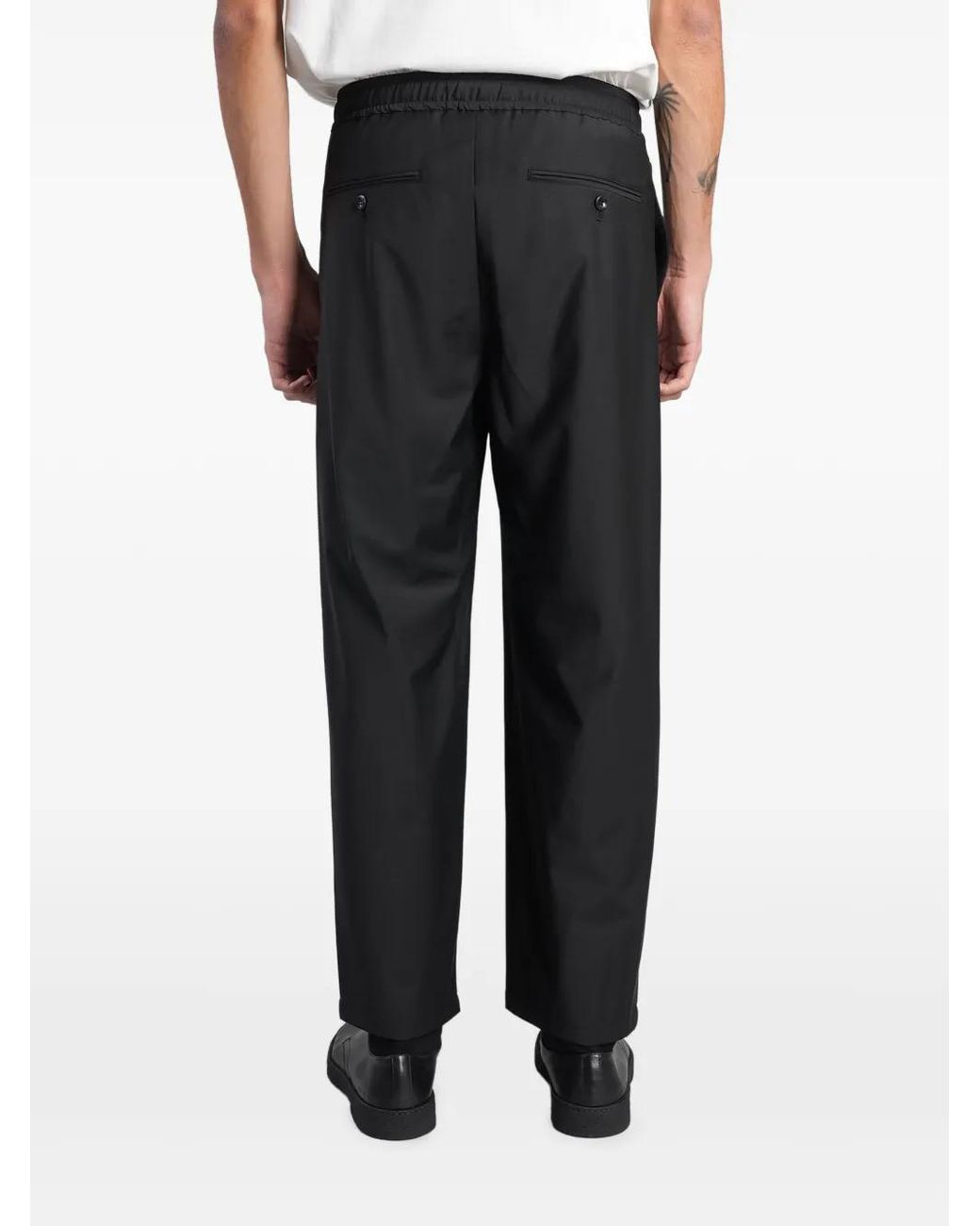 Attachment Black Pleated Drawstring Trousers for men