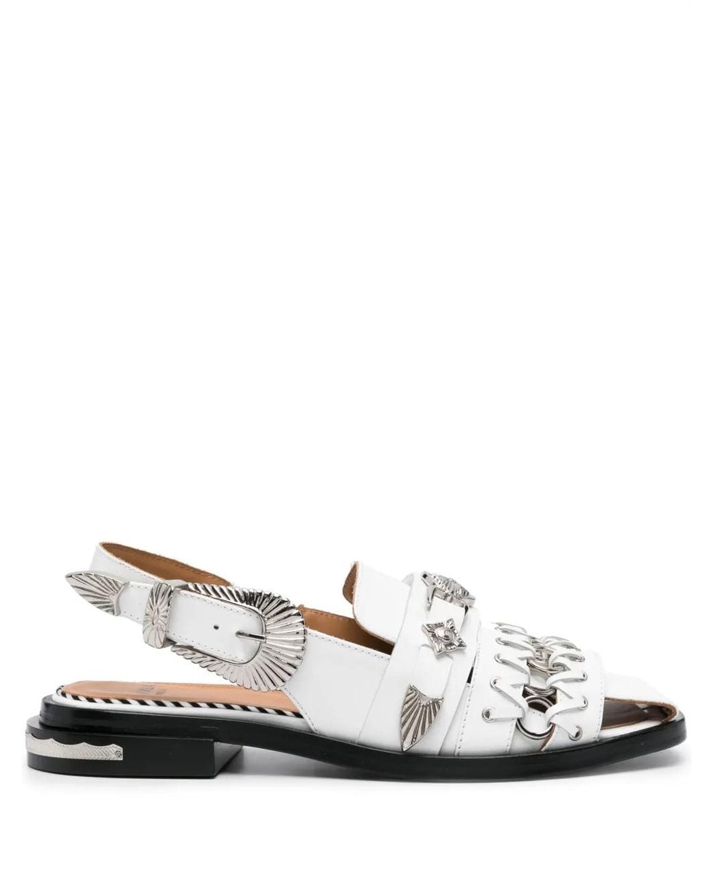 Toga White Embellished Slingback Sandals