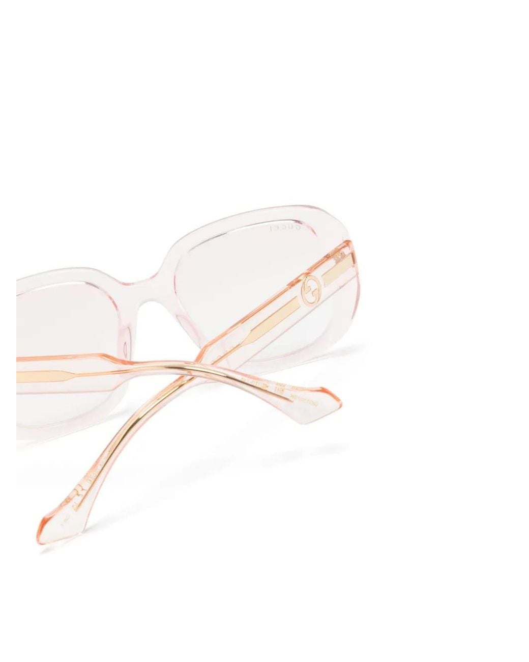 Gucci Pink Transparent Oversize-Frame Sunglasses