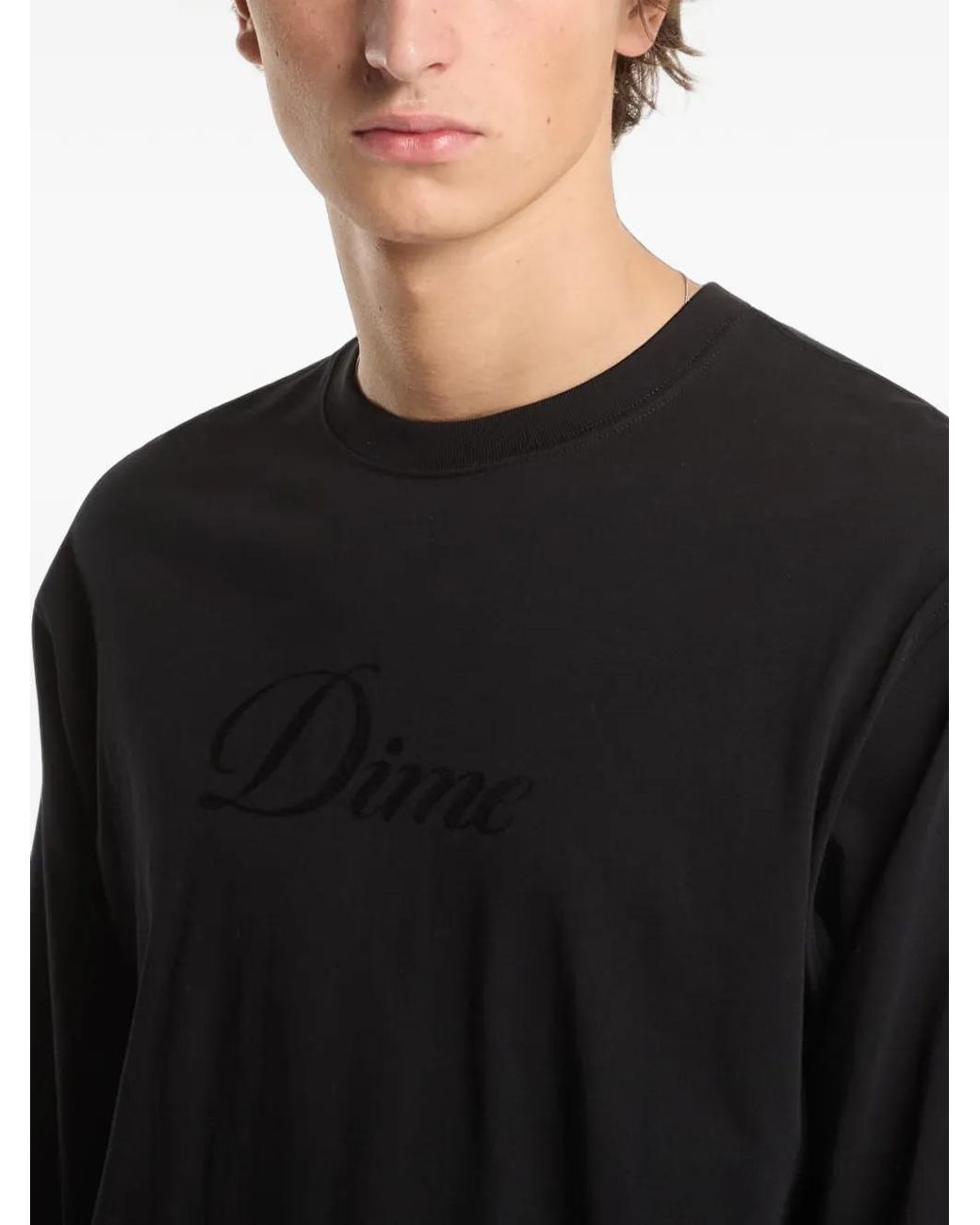 Dime Black Cursive Long-Sleeve T-Shirt for men