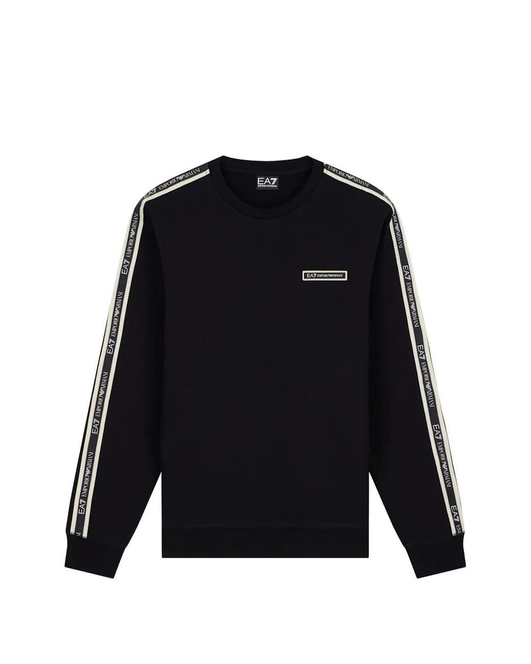 EA7 Black Logo-Tape Sweatshirt for men