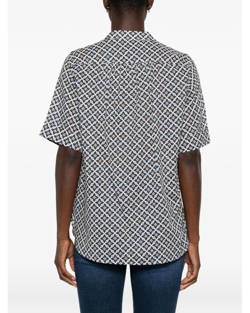 Marc O' Polo Gray Geometric-Print Button-Down Shirt