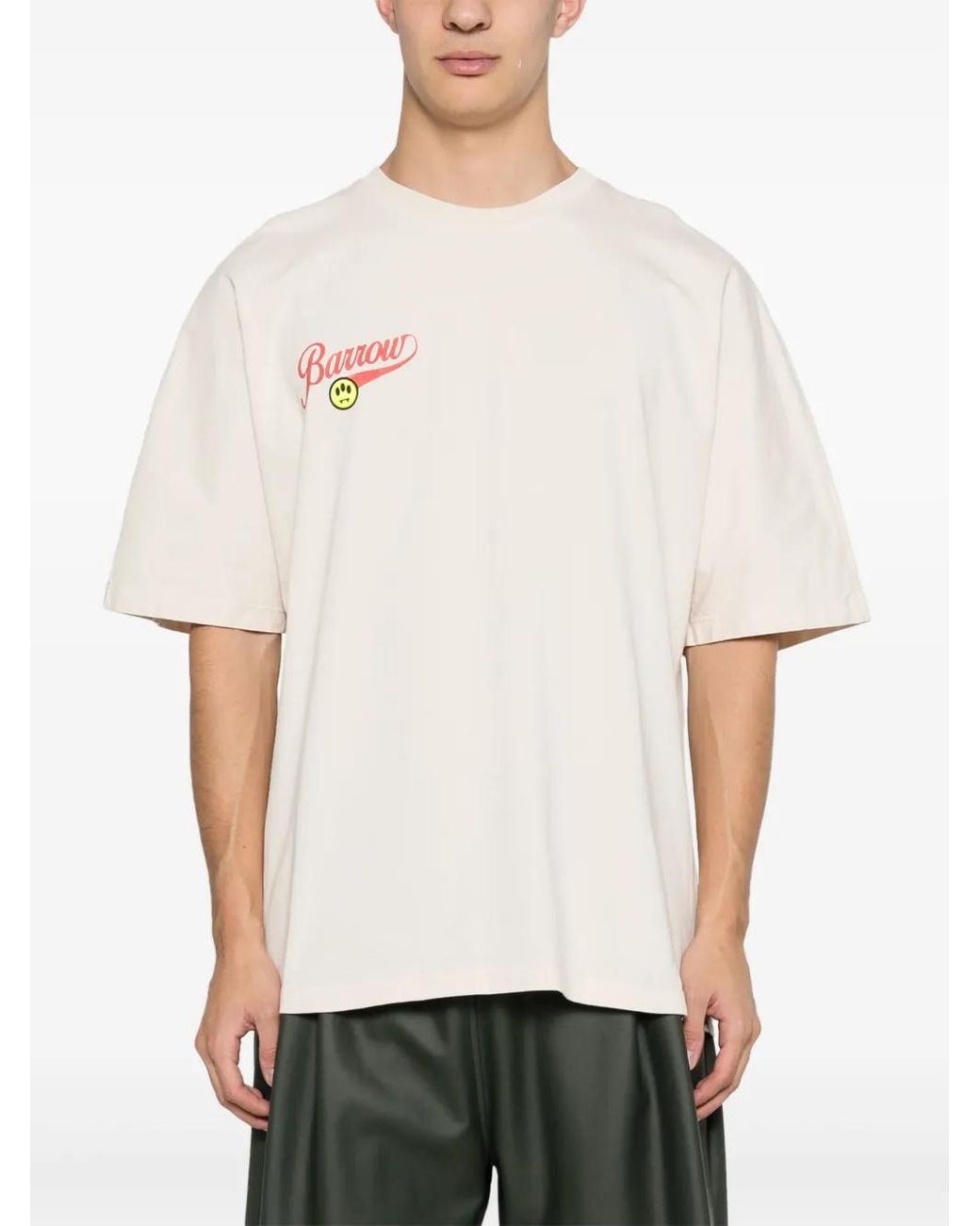 Barrow White Logo-Print Cotton T-Shirt