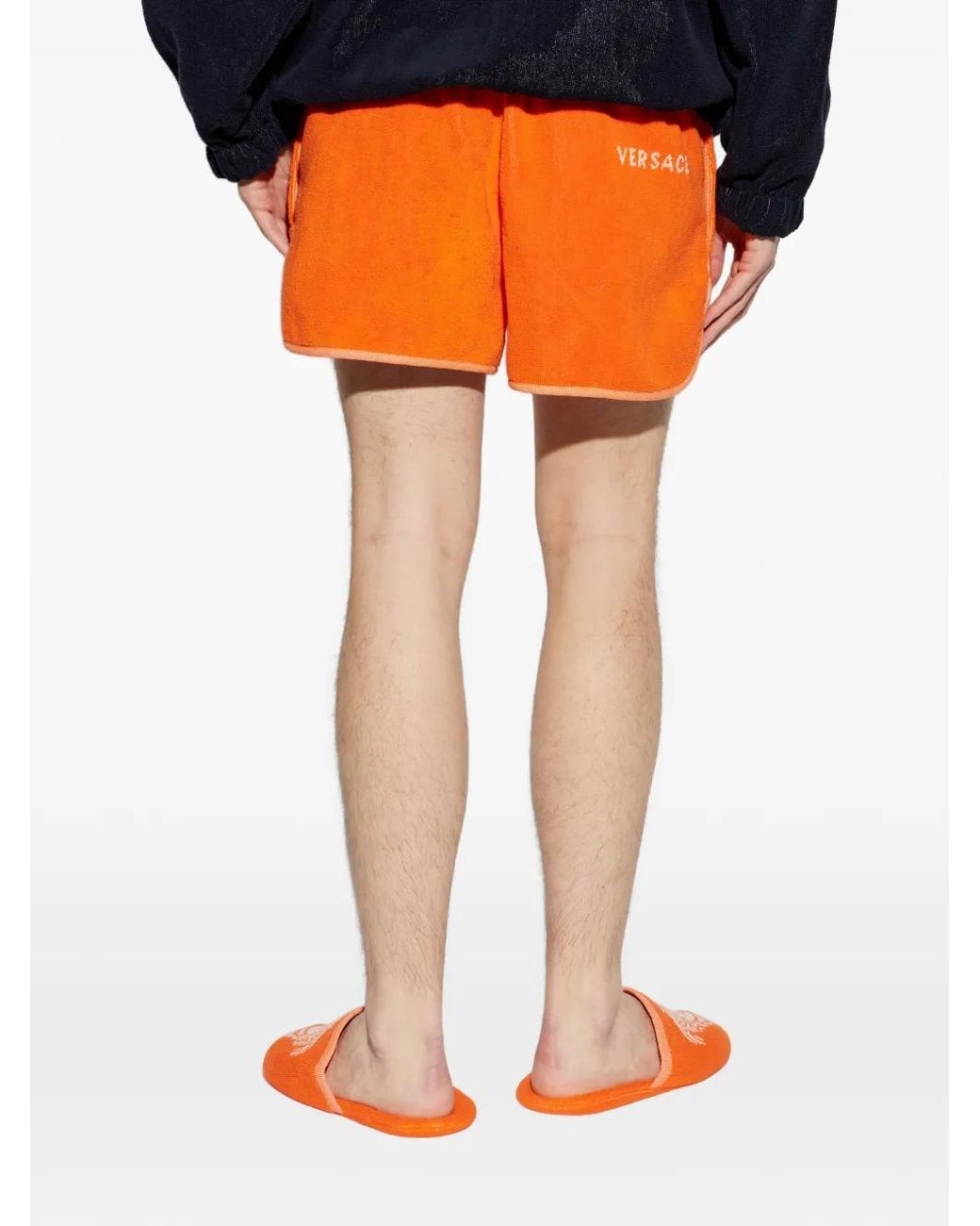 Versace Orange Elasticated Trim Shorts