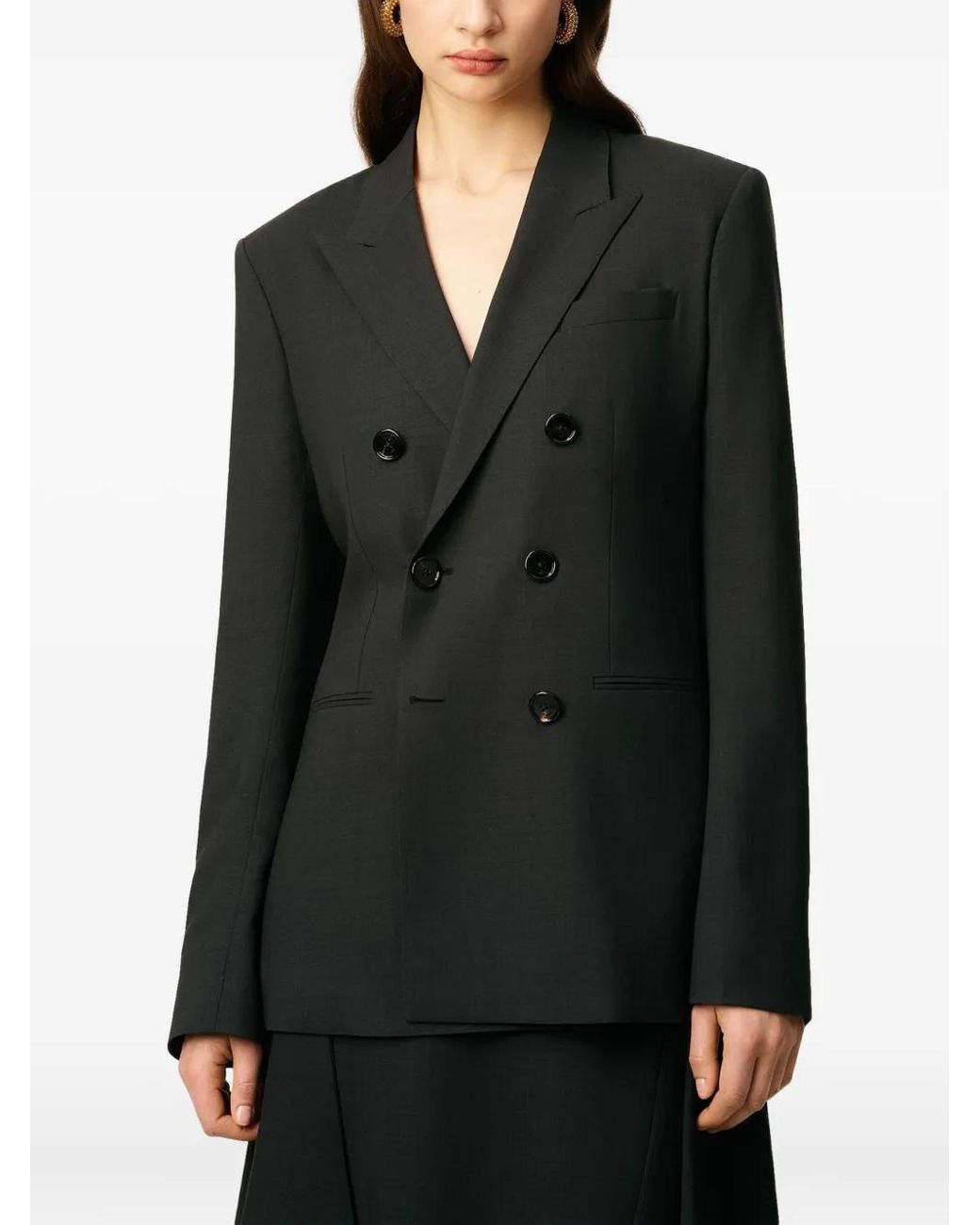 AMI Black Double-Breasted Wool Jacket
