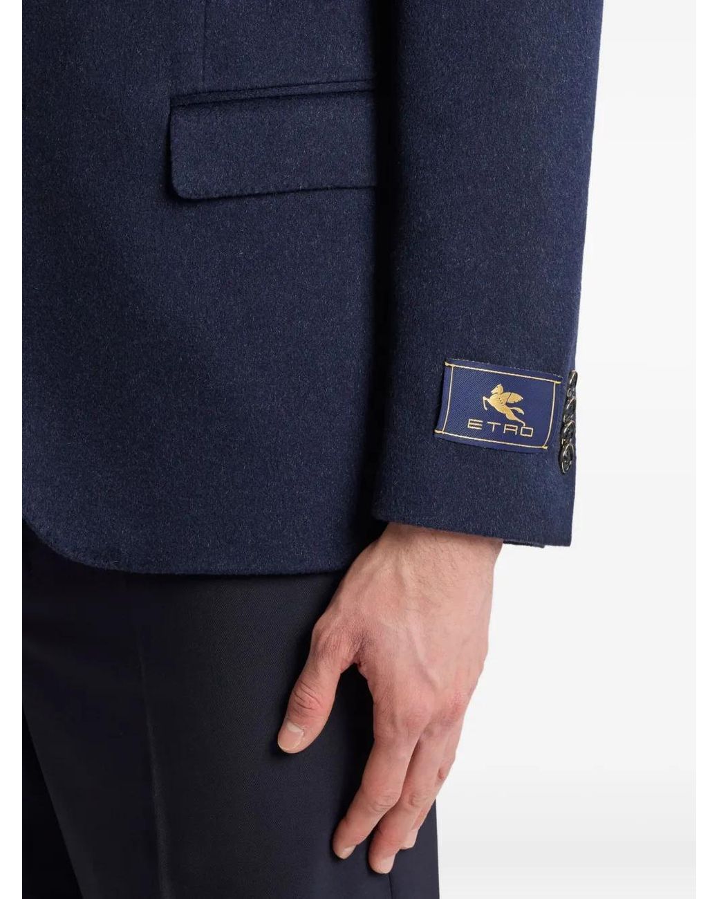Etro Blue Single-Breasted Cashmere Jacket for men