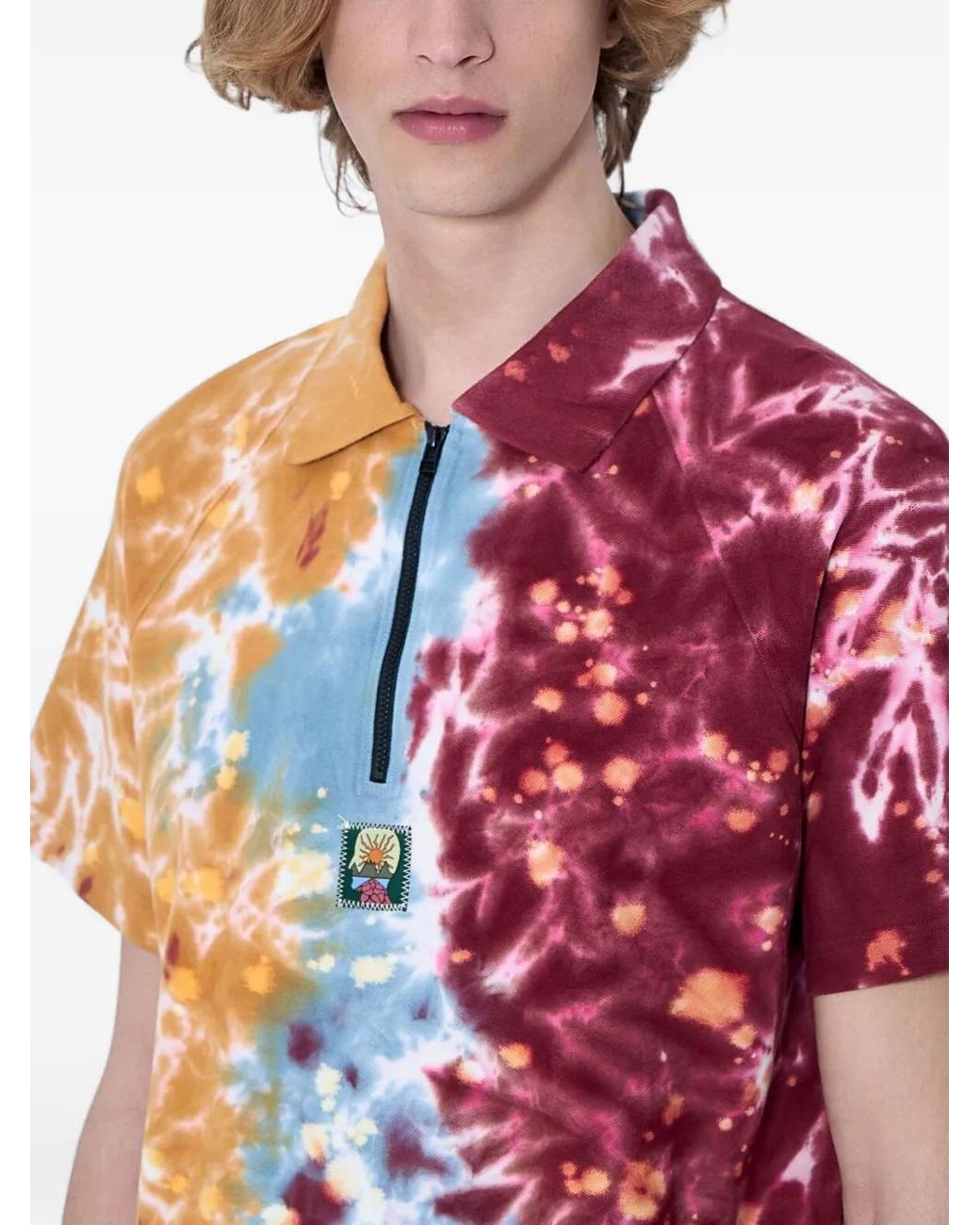 Brain Dead Orange Tie-Dye Zip-Collar Polo Shirt for men