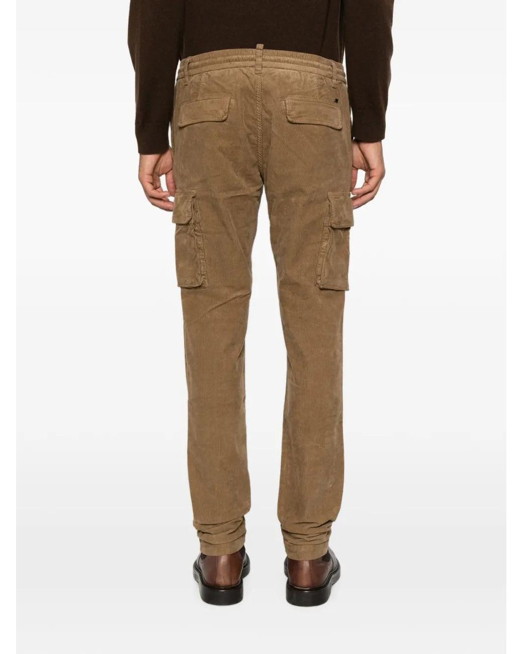Mason's Natural Corduroy Drawstring Cargo Trousers for men