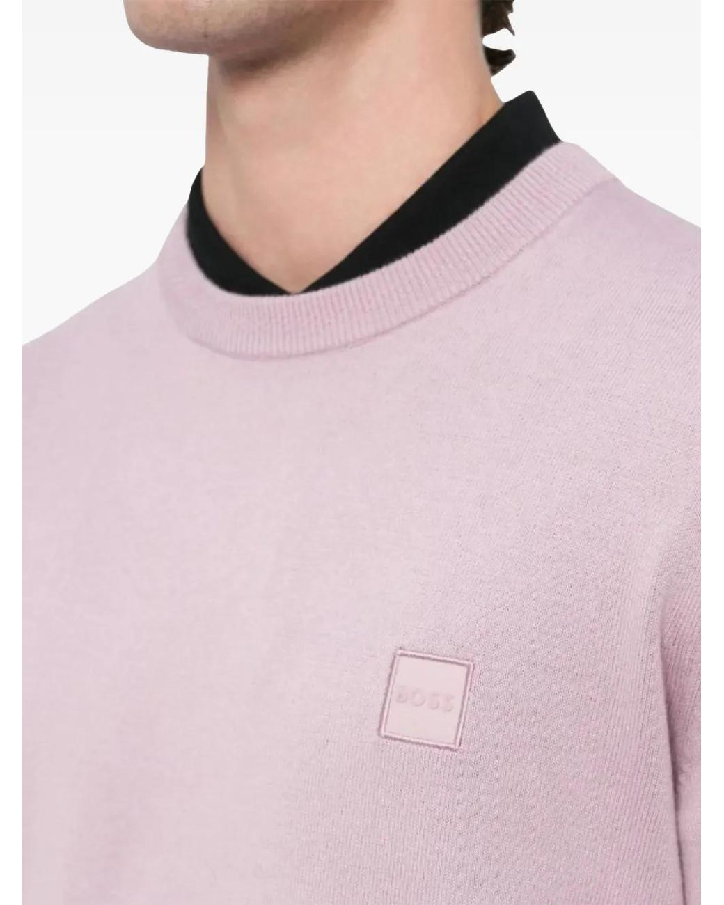 Boss Pink Logo-Label Sweater for men