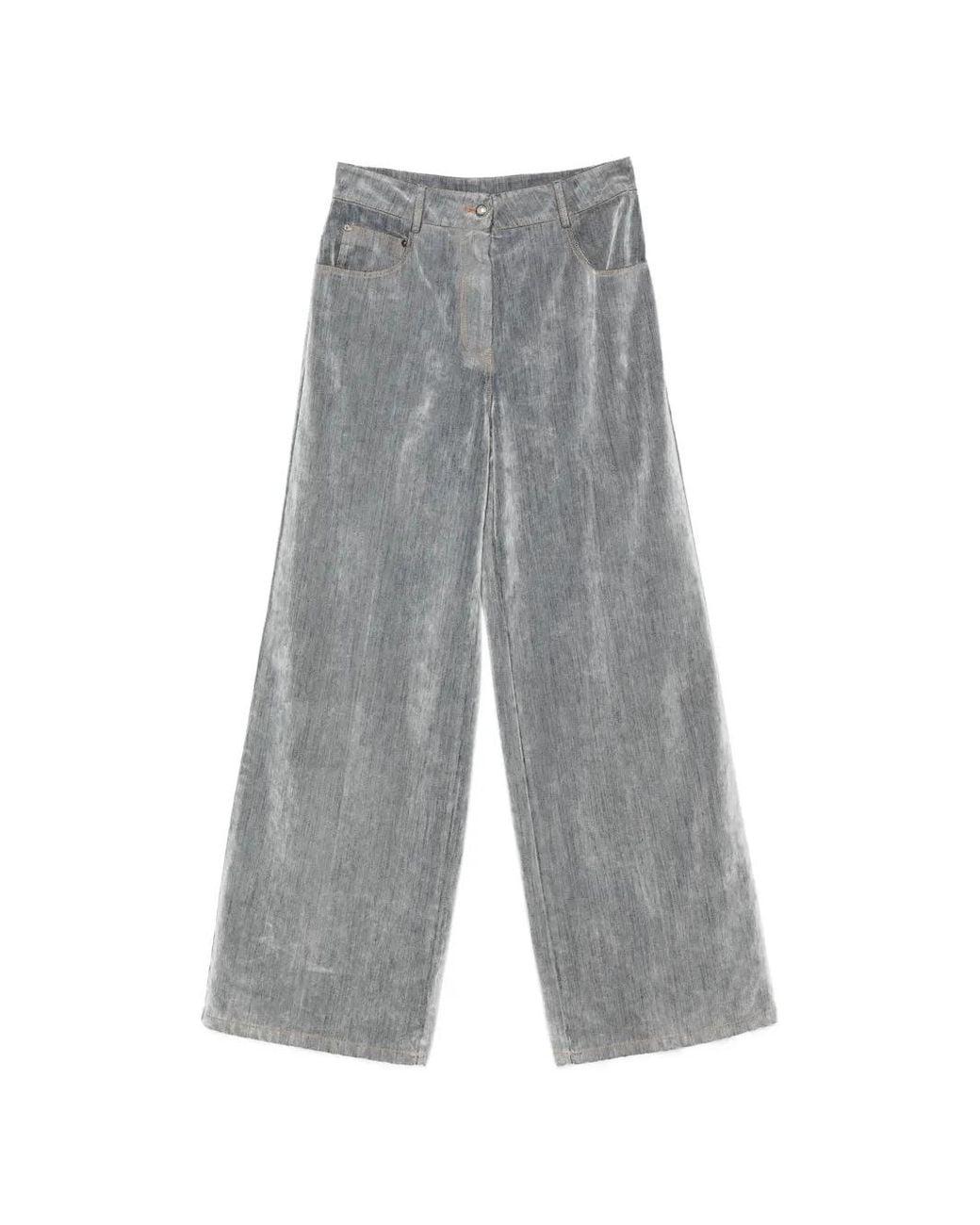 Forte_forte Gray Velvet-Finish Trousers