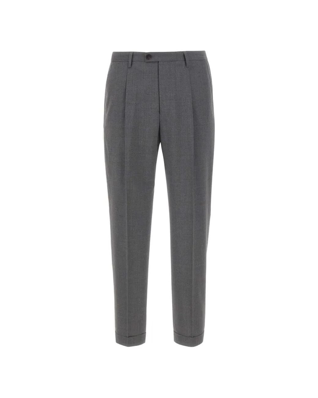 Devore Gray Front-Pleats Cuffed Trousers for men