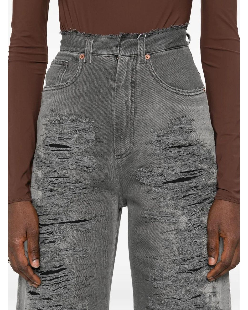 MM6 by Maison Margiela Gray Distressed Jeans