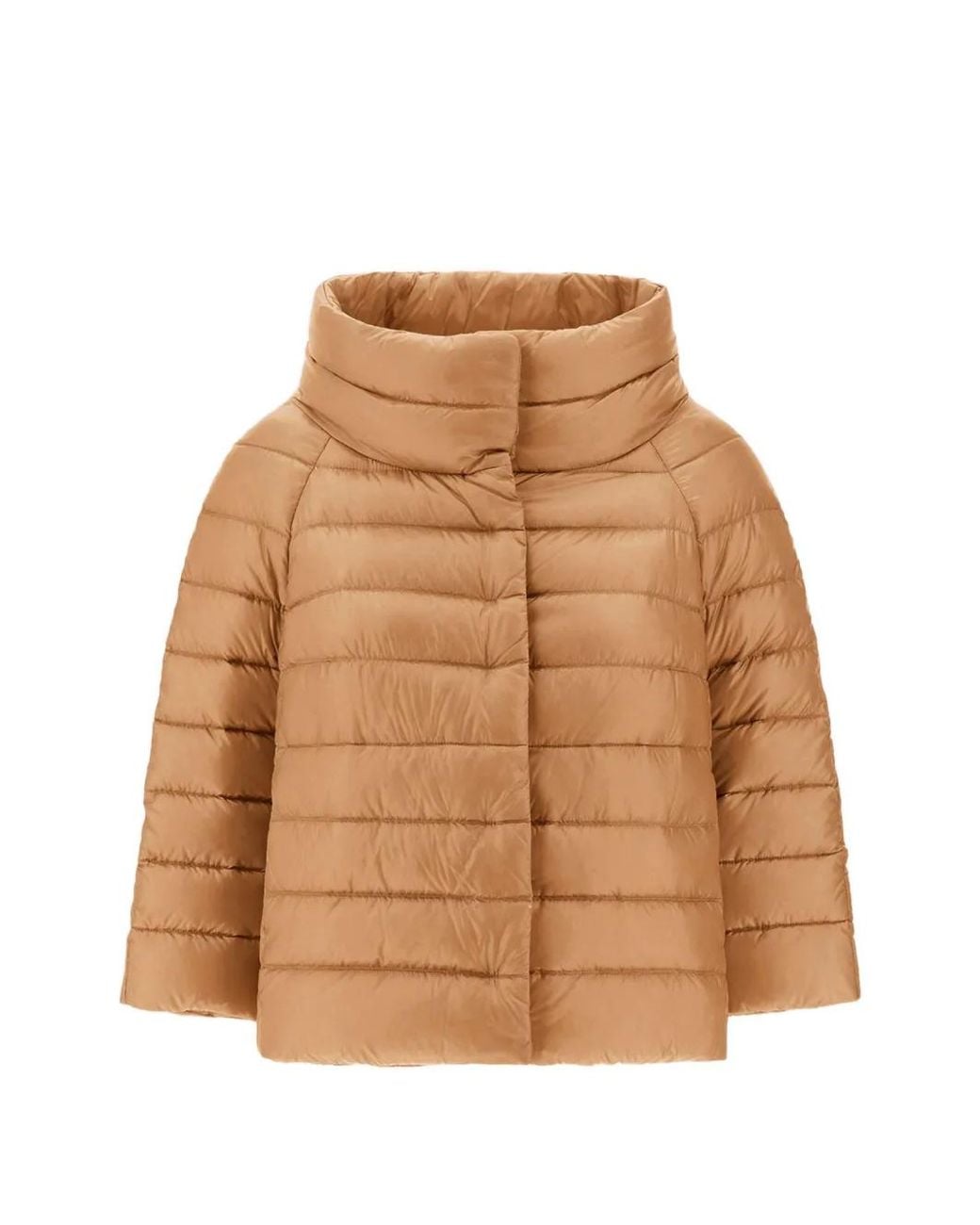 Herno Brown Quilted Short Jacket With High Collar