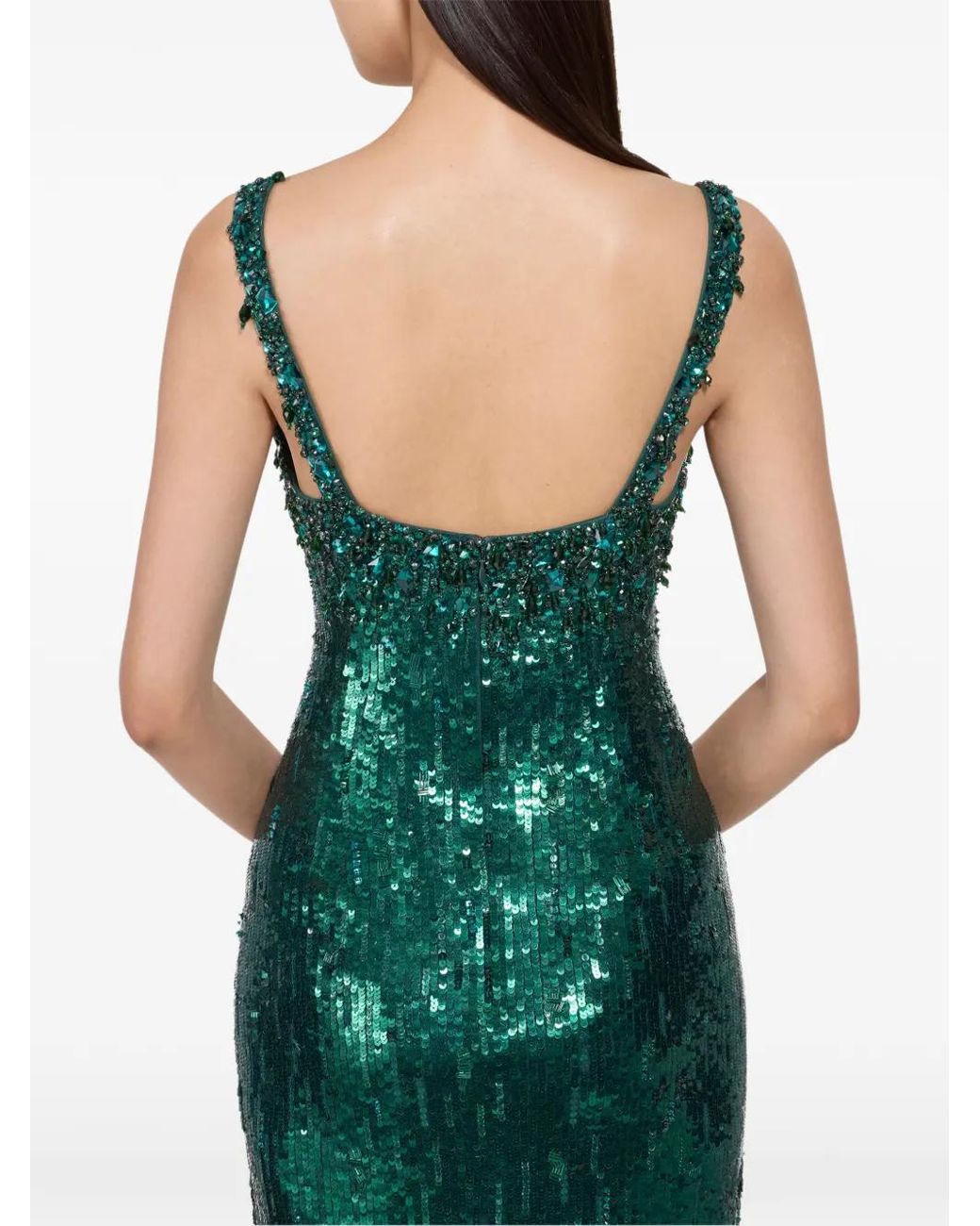 Jenny Packham Green Robe Longue Rosalie À Ornements