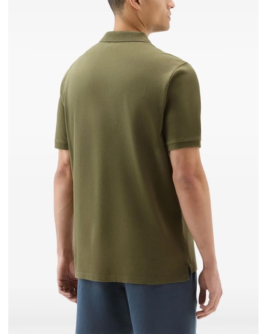 Woolrich Green Logo-Embroidered Polo Shirt for men
