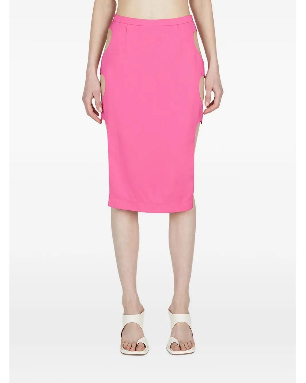 Marco Rambaldi Pink Cut-Out Midi Skirt