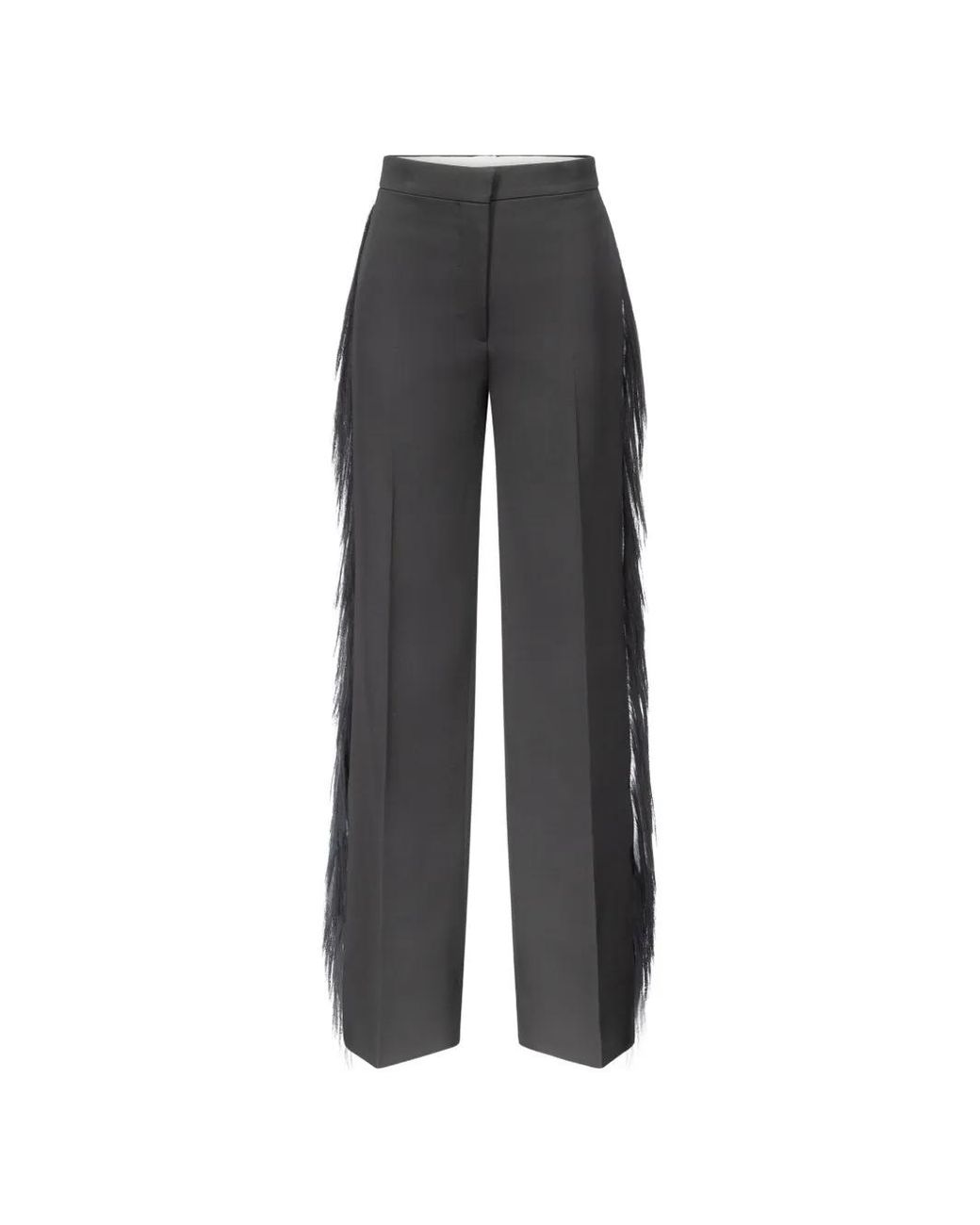 FFORME Gray Luella Fringe-Trim Trousers