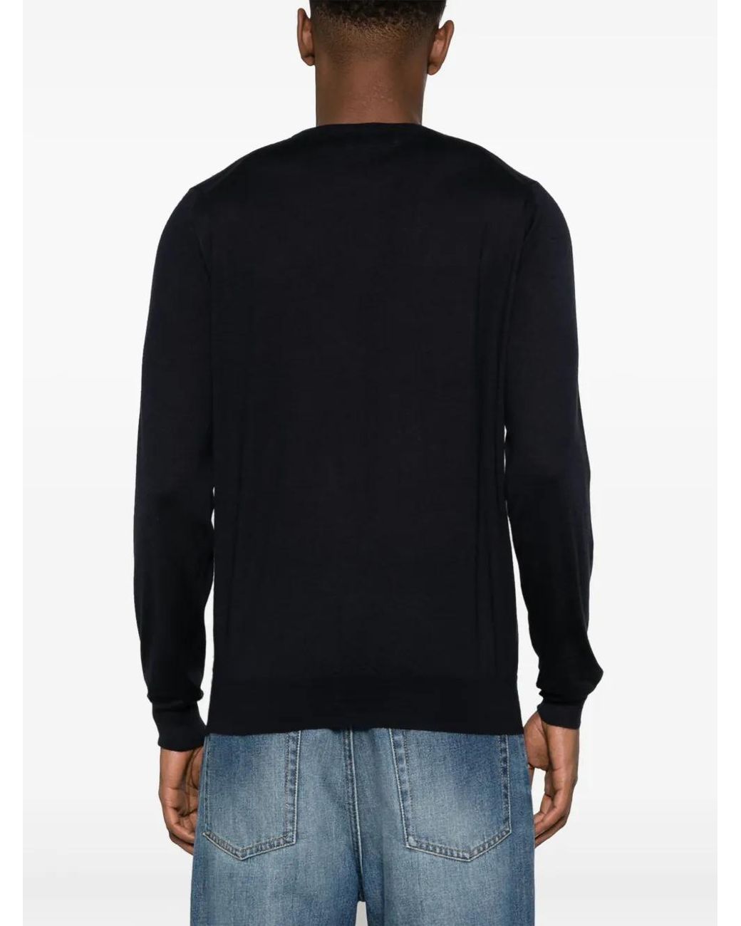 Eraldo Blue Crew-Neck Cashmere-Blend Jumper for men