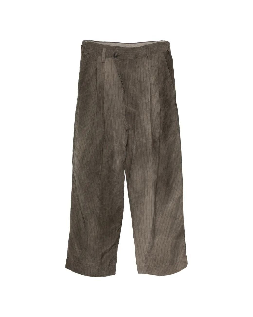 Ziggy Chen Gray Pinstripe Pleated Trousers for men