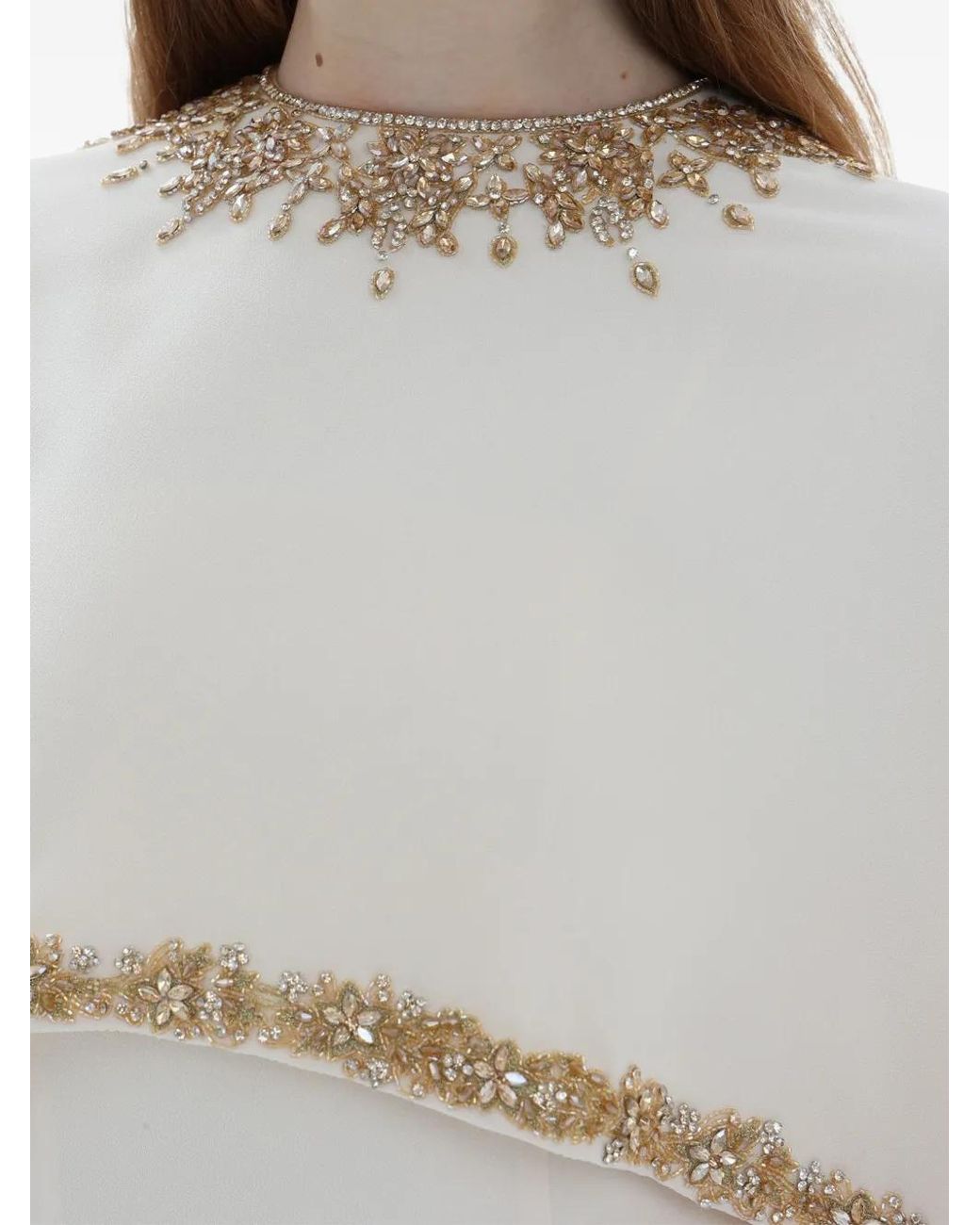 Dina Melwani Natural Cape Maxi Dress