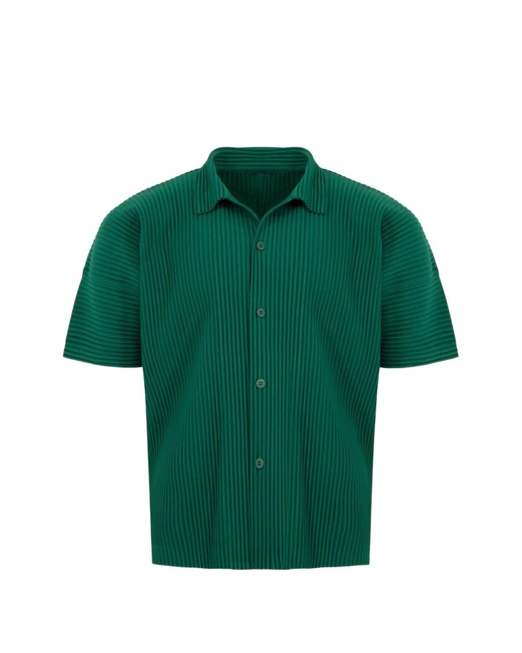 Homme Plissé Issey Miyake Green Pleated-Design Shirt for men